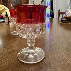 Vintage Red and Clear Glass Goblet